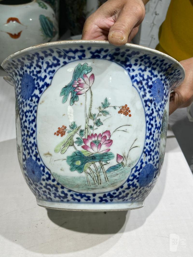 清代 粉彩花盆七件 - 图20